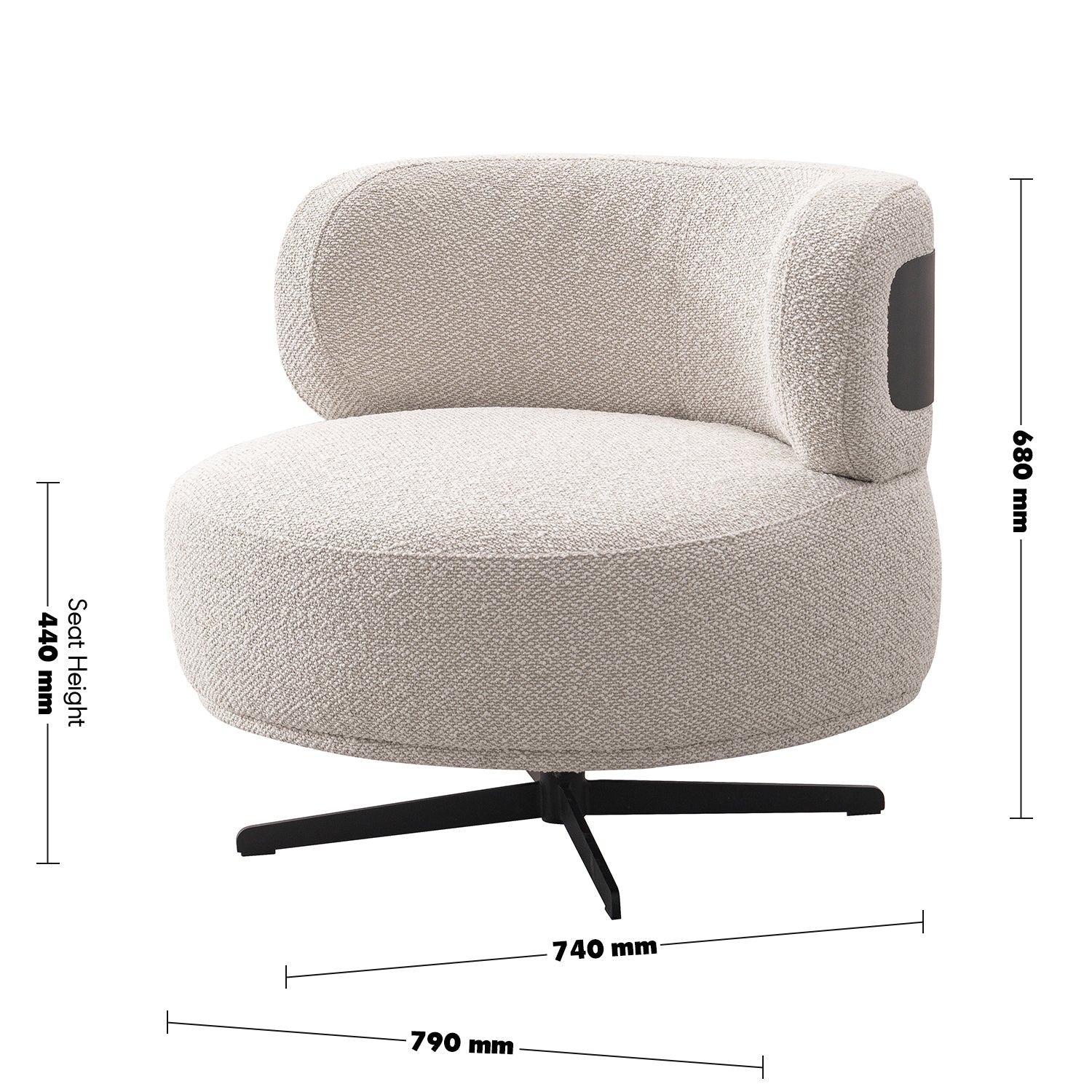 Cream Boucle Fabric Revolving 1 Seater Sofa Chair VUVO