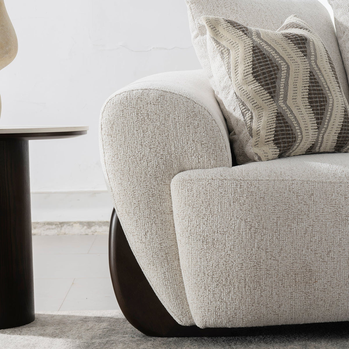 Cream Mixed Weave Fabric 1 Seater Sofa SWOOP