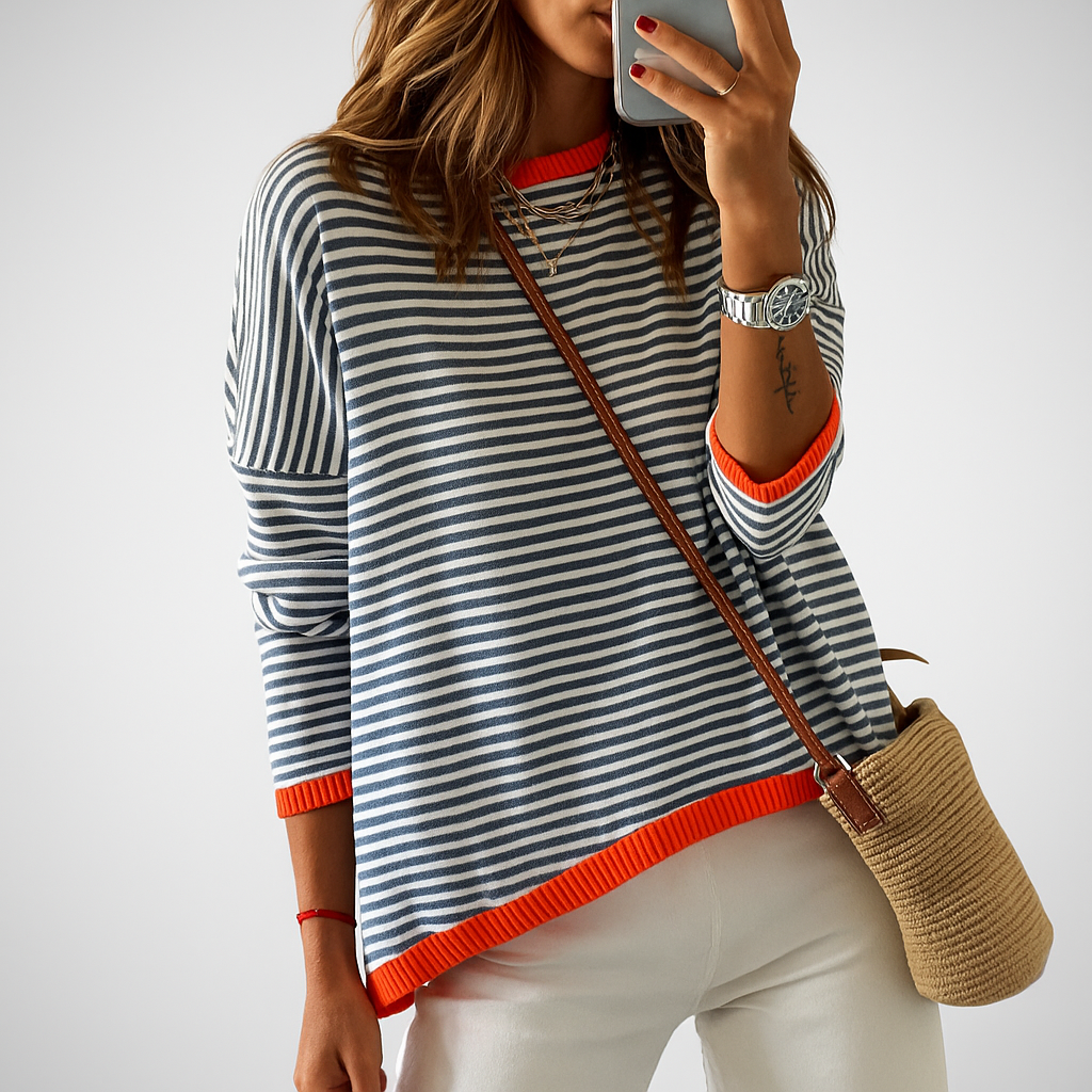 Lavinia Navy & White Striped Long Sleeve for Women