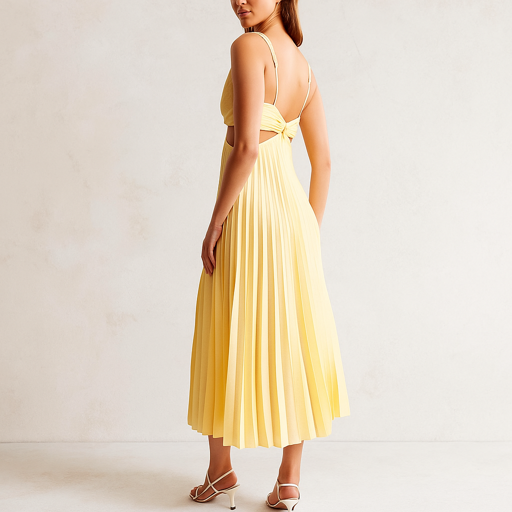 Jasmine V-Neck Cut-Out Pleated Bridesmaid Maxi Dress for Women
