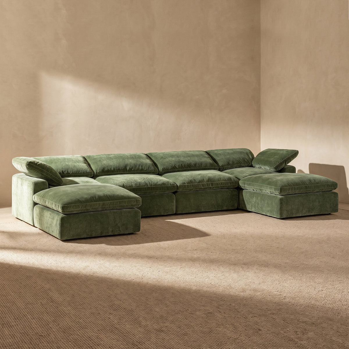 6-Seat Aspen Modular U-Sectional, Sagano Green