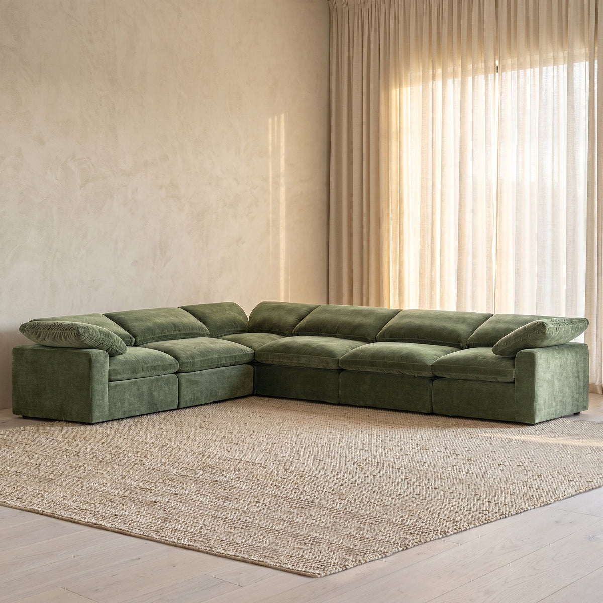 6-Seat Aspen Modular Corner-Sectional, Sagano Green