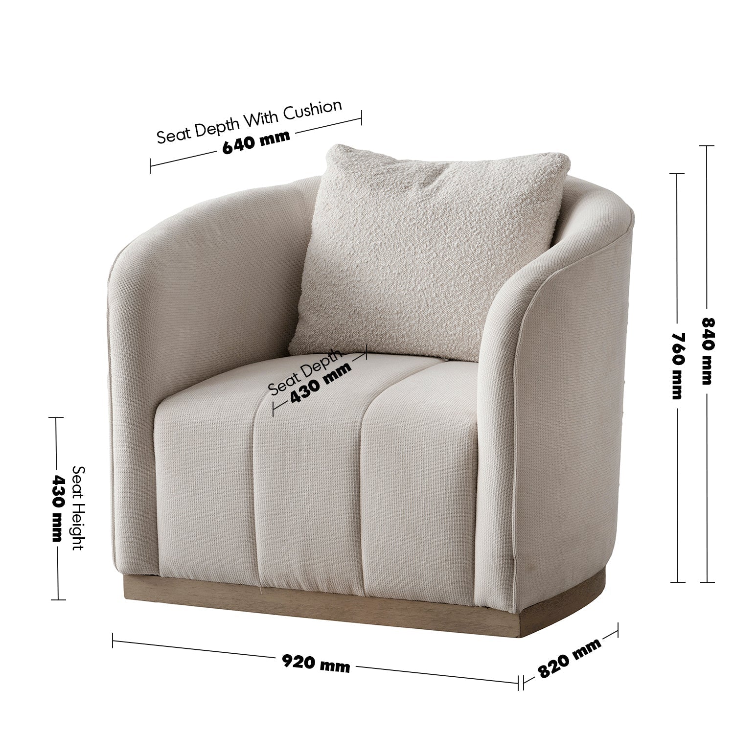 Japandi Cotton Fabric 1 Seater Sofa PANNA