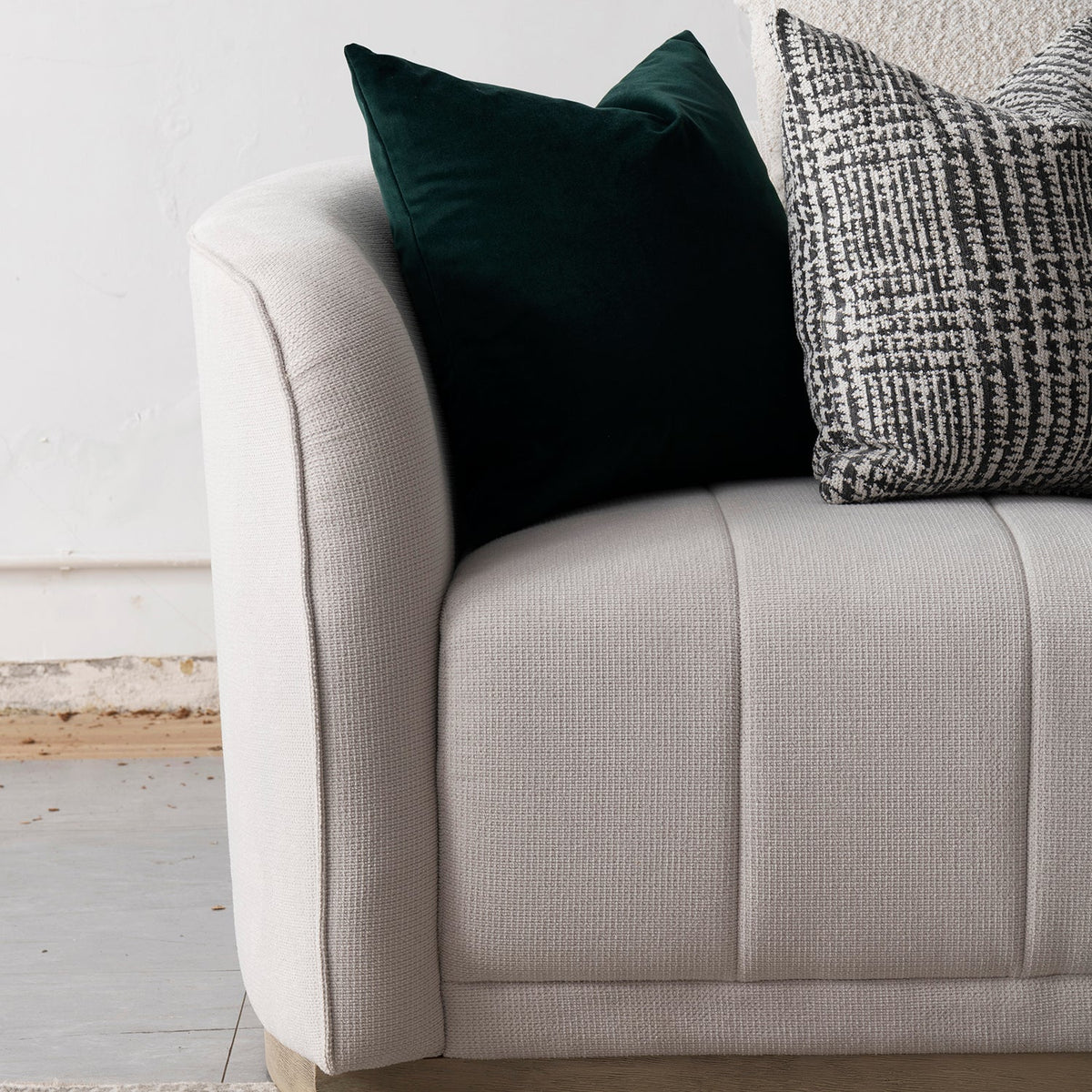 Japandi Cotton Fabric 1 Seater Sofa PANNA