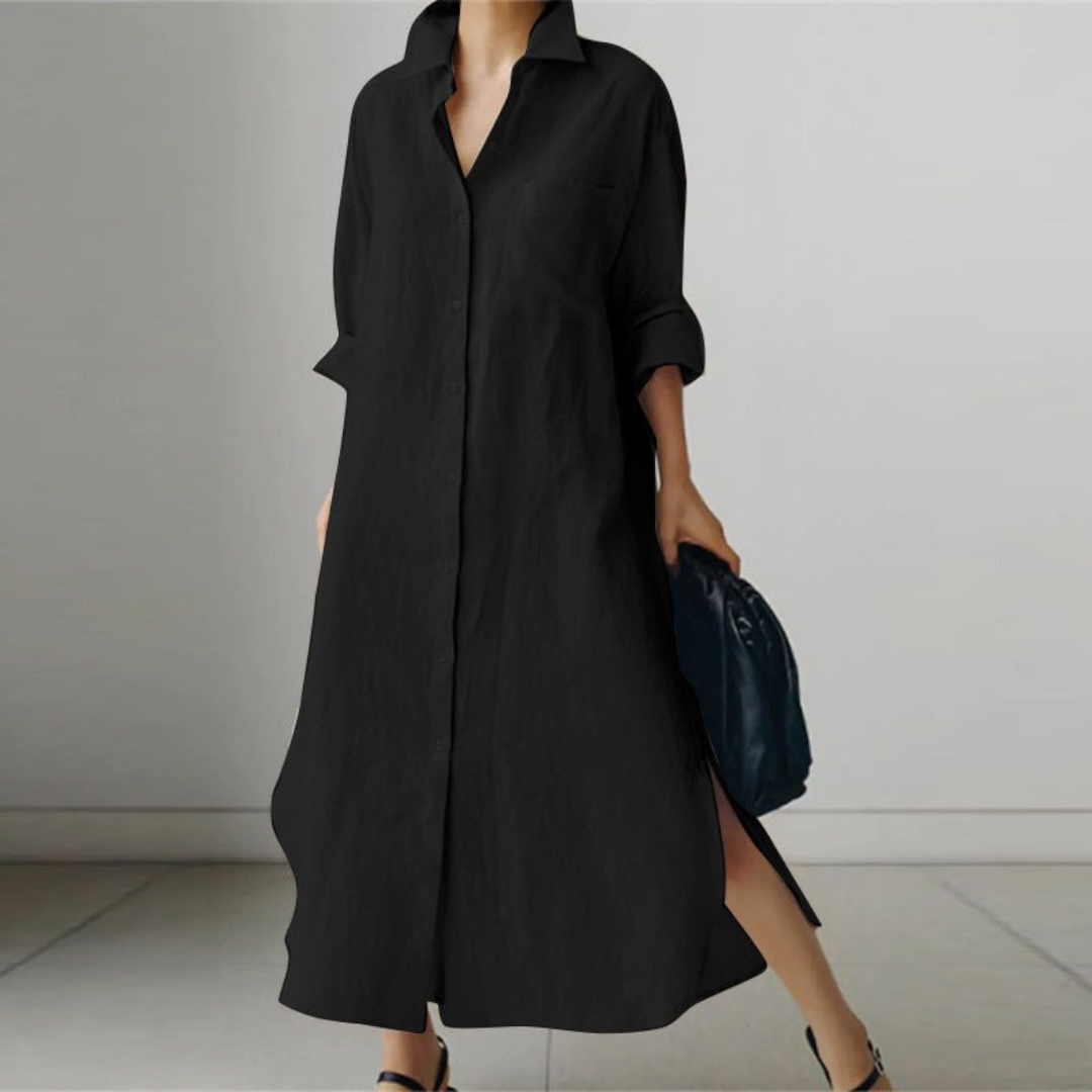Joyce | Robe chemise oversize en lin pour femme | Midi