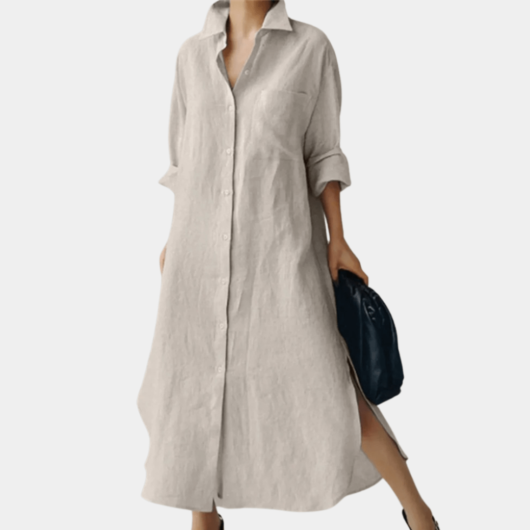 Joyce | Robe chemise oversize en lin pour femme | Midi