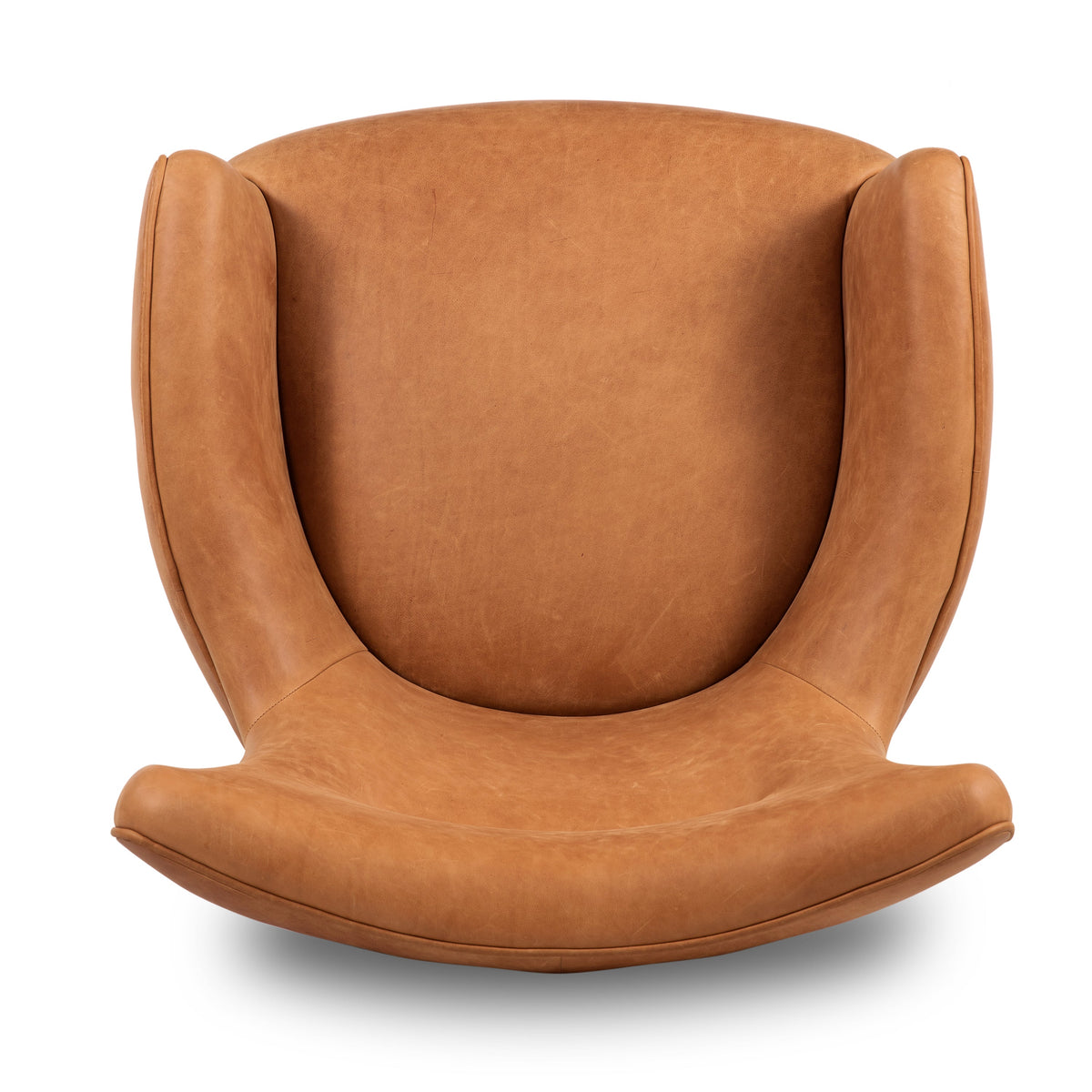 Aida Leather Lounge Chair, Cognac Tan, Set of 2