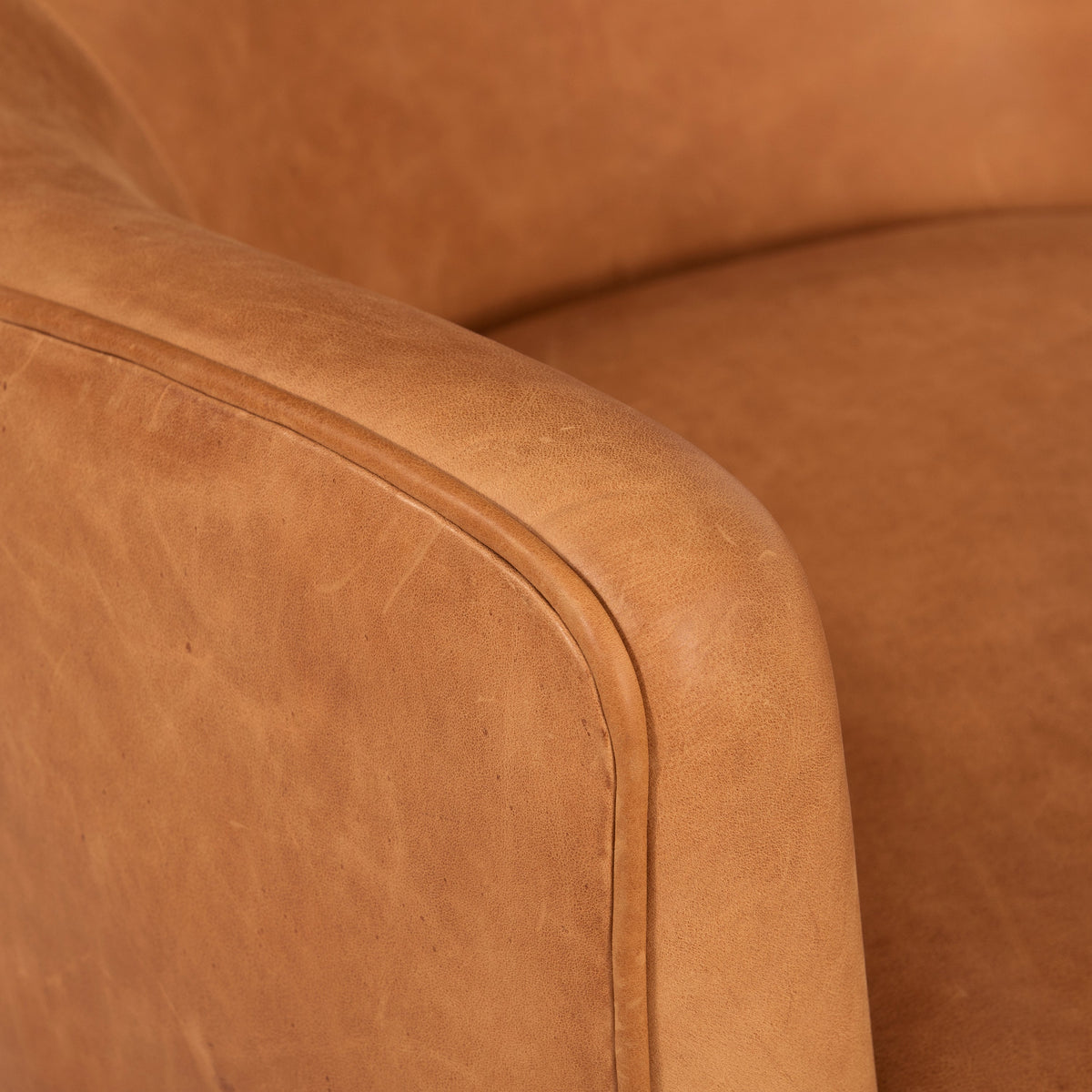 Aida Leather Lounge Chair, Cognac Tan, Set of 2