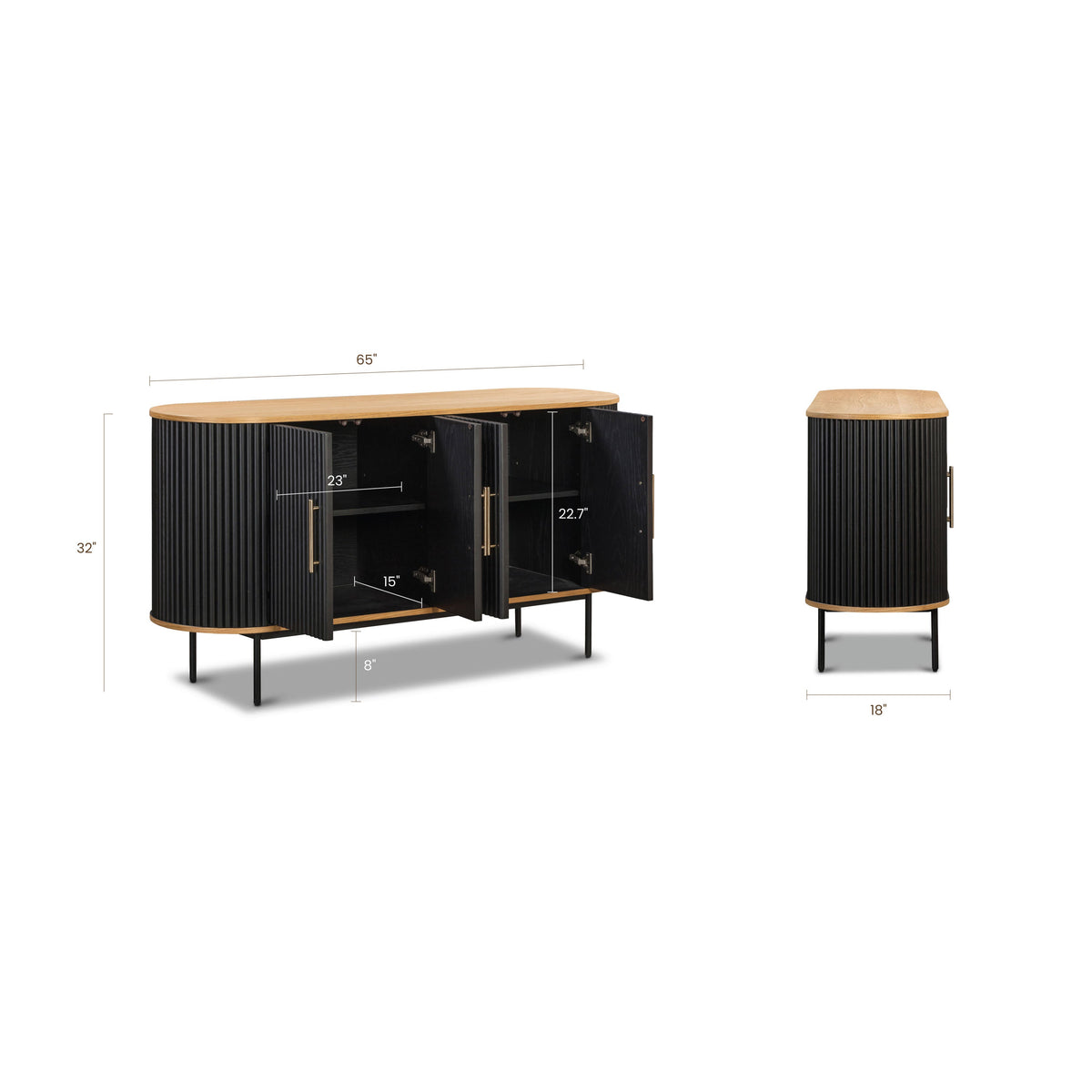 Noir 65" Sideboard, Black