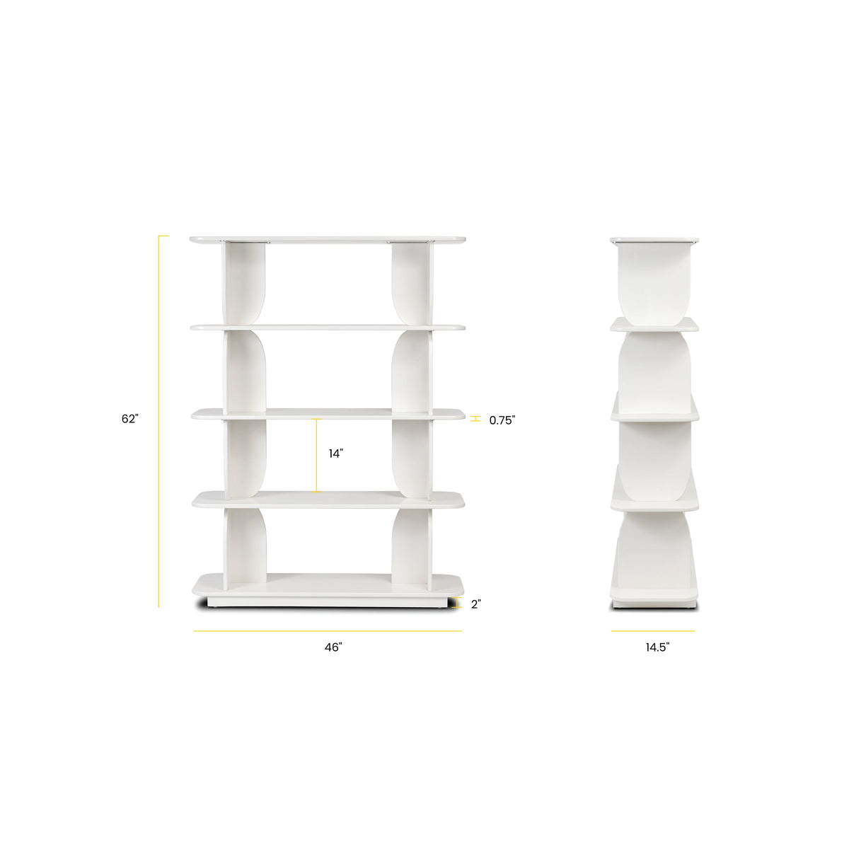 Padua 62" Bookshelf, Ivory White