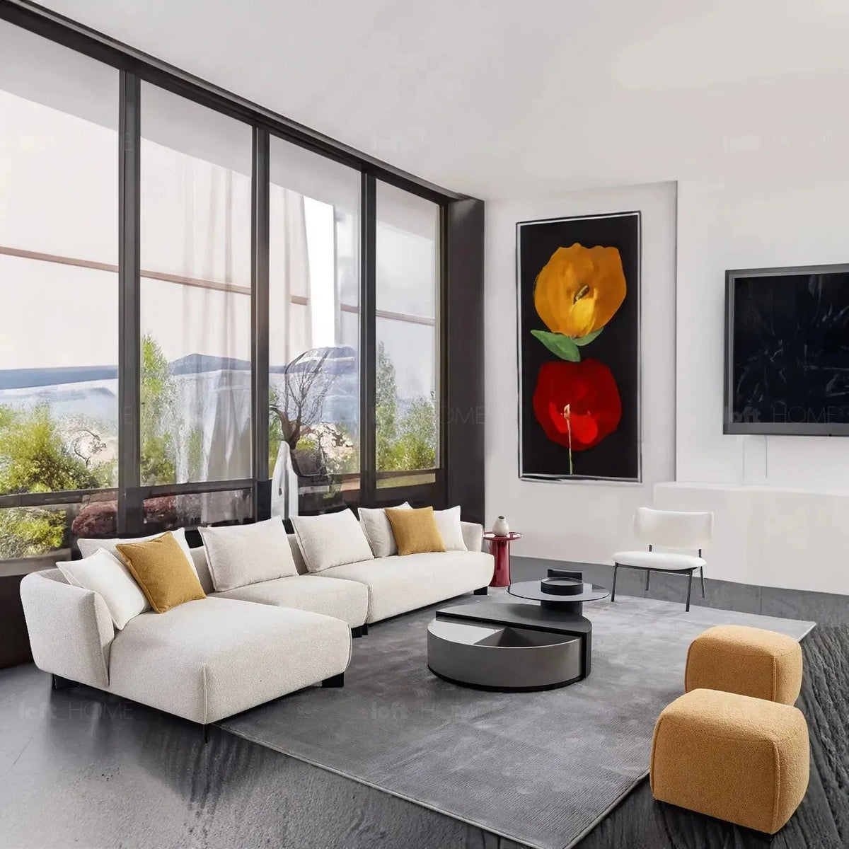 Modern Fabric L Shape Sectional Sofa NEST 4+L