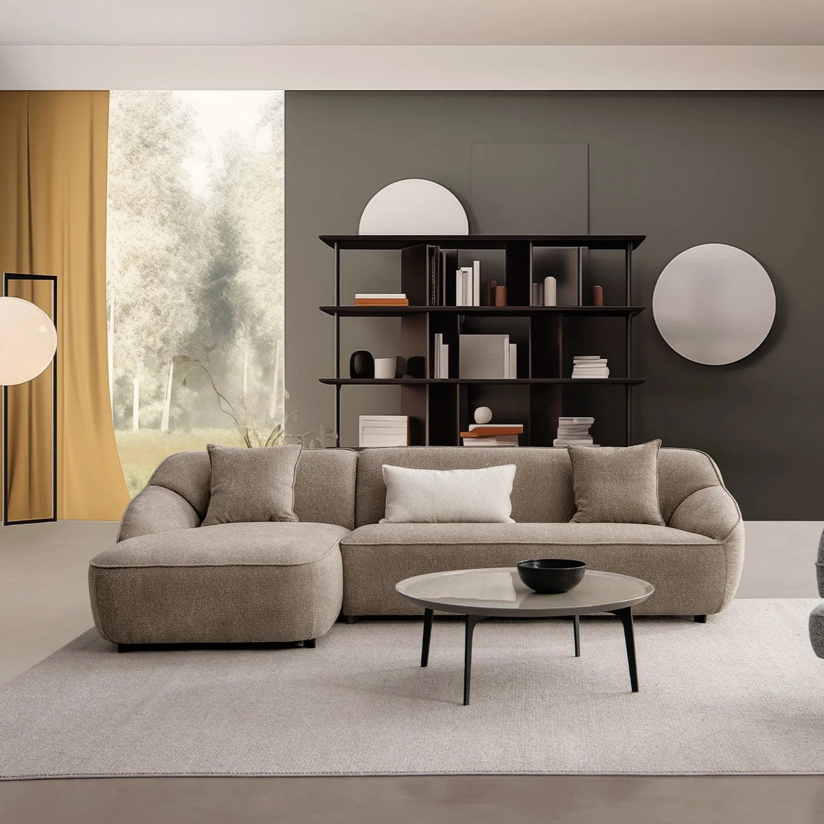 Modern Mixed Weave Fabric L Shape Sectional Sofa SPHIA 3.5+L