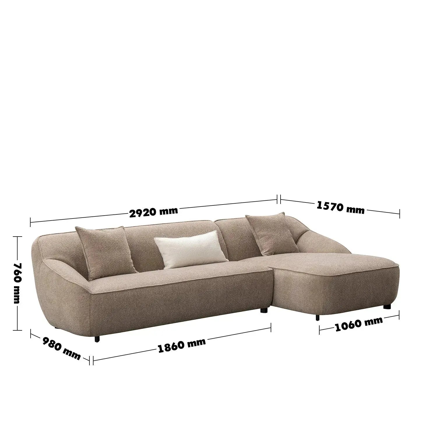 Modern Mixed Weave Fabric L Shape Sectional Sofa SPHIA 3.5+L