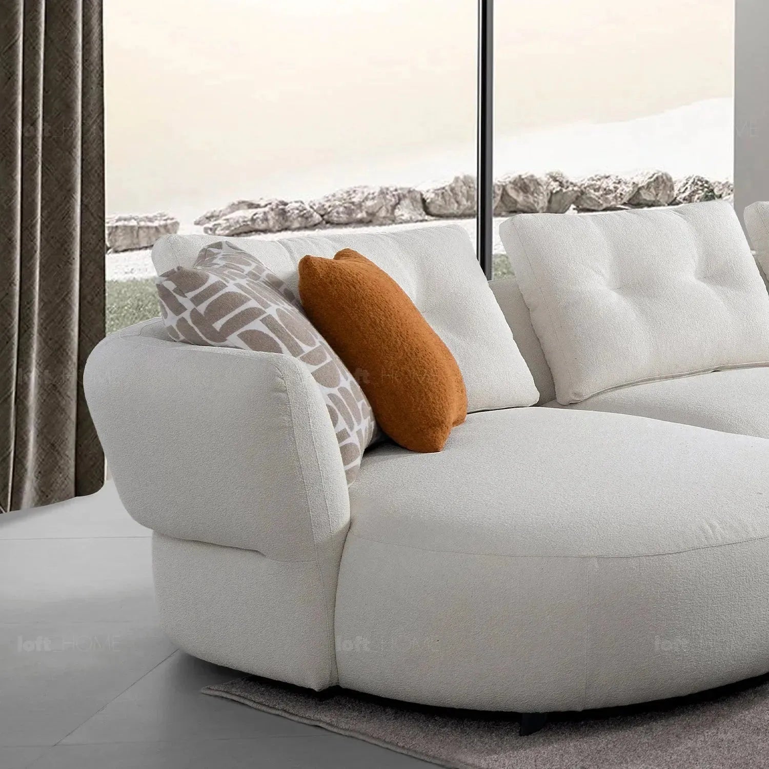Cream Sherpa Fabric L Shape Sectional Sofa LUXE 3+L