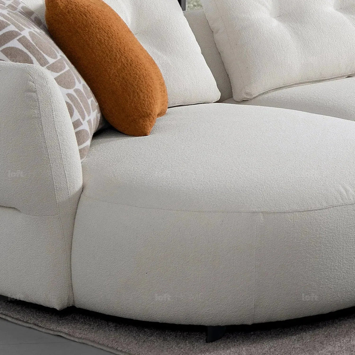 Cream Sherpa Fabric L Shape Sectional Sofa LUXE 3+L