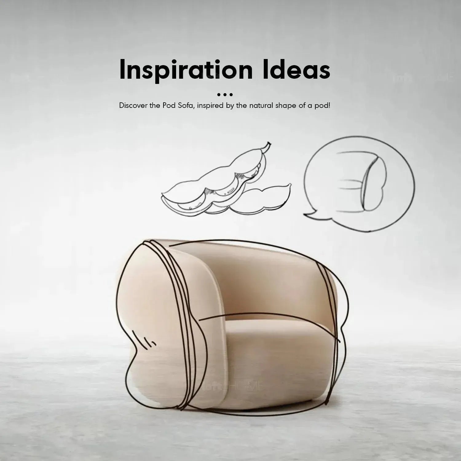 Minimalist Fabric Curved 4 Seater Sofa POD