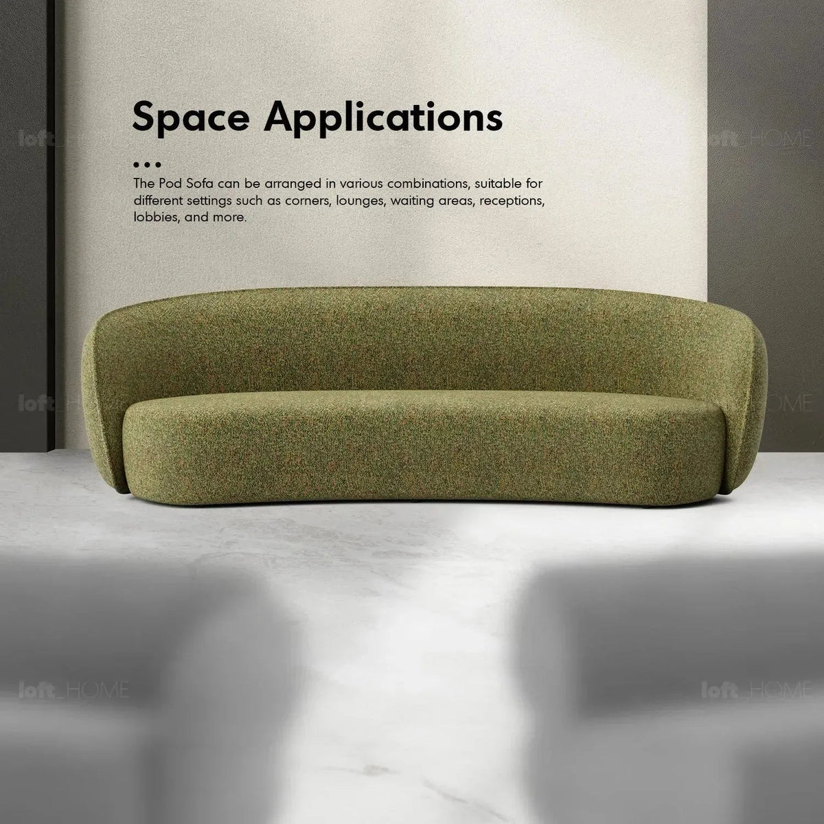 Minimalist Fabric Curved 4 Seater Sofa POD