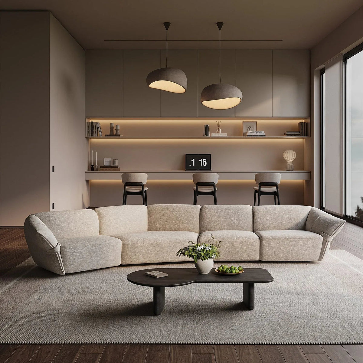 Modern Mixed Weave Fabric Modular Armless 1 Seater Sofa PETALS