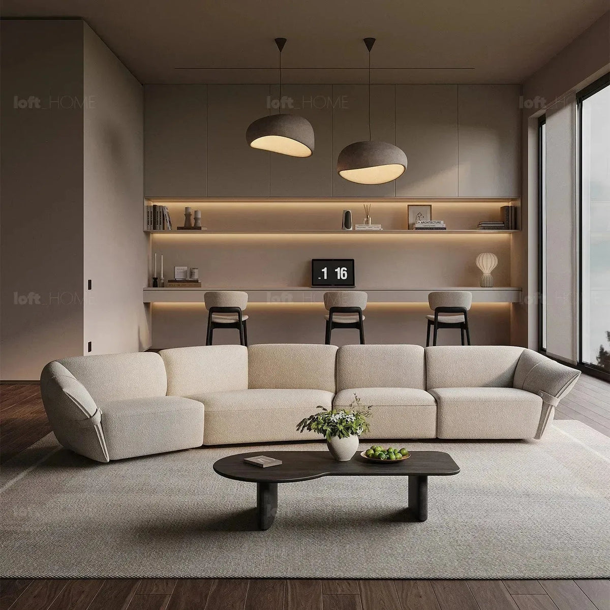 Modern Mixed Weave Fabric Modular Chaise Sofa PETALS