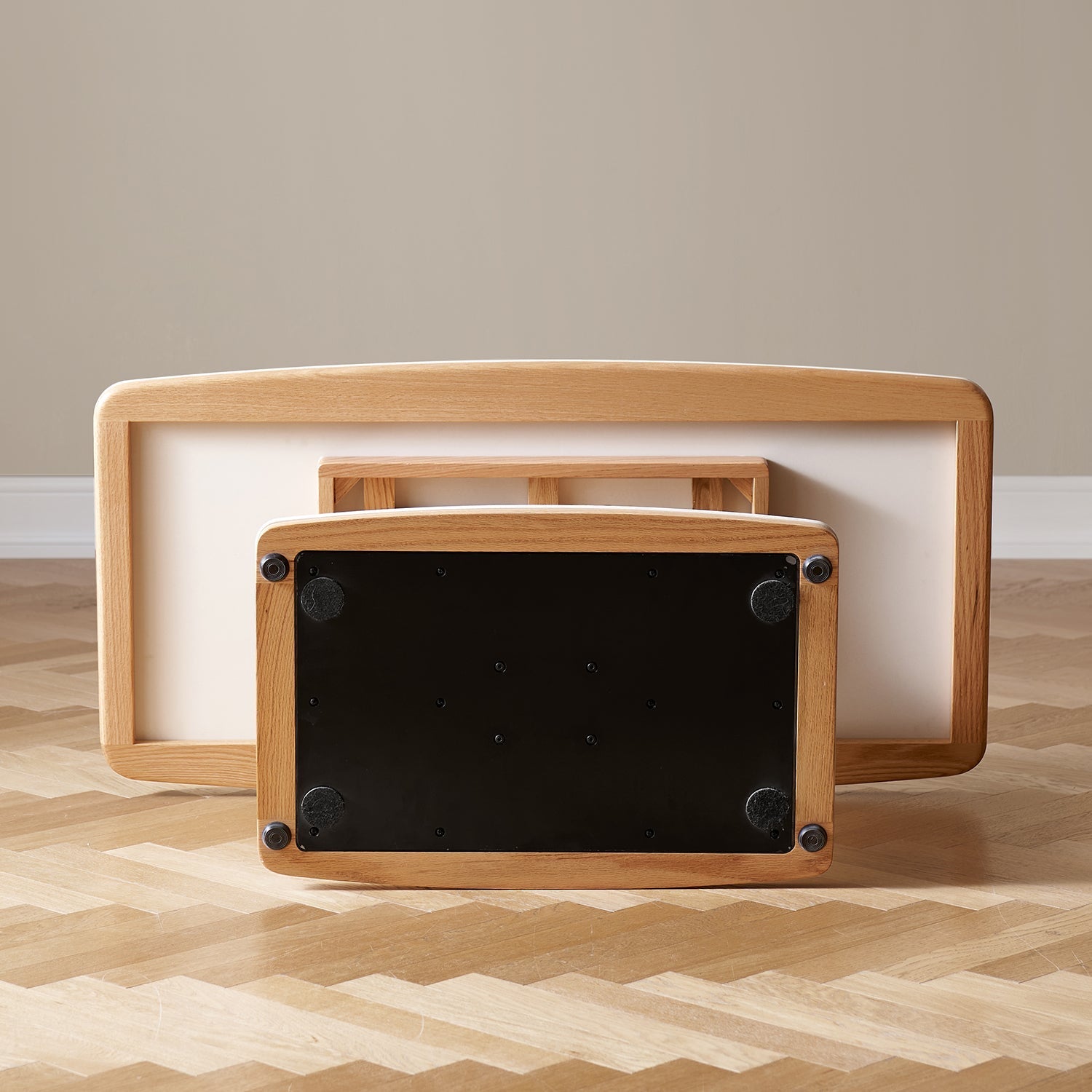Scandinavian Oak Wood Sintered Stone Height Adjustable Coffee Table LINO