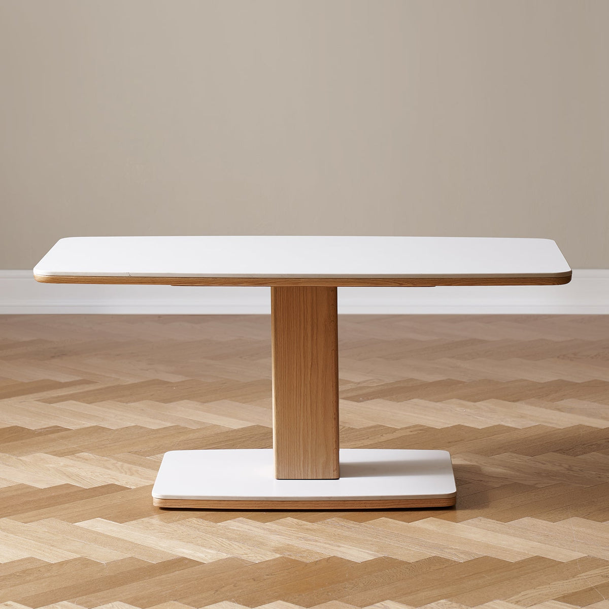 Scandinavian Oak Wood Sintered Stone Height Adjustable Coffee Table LINO