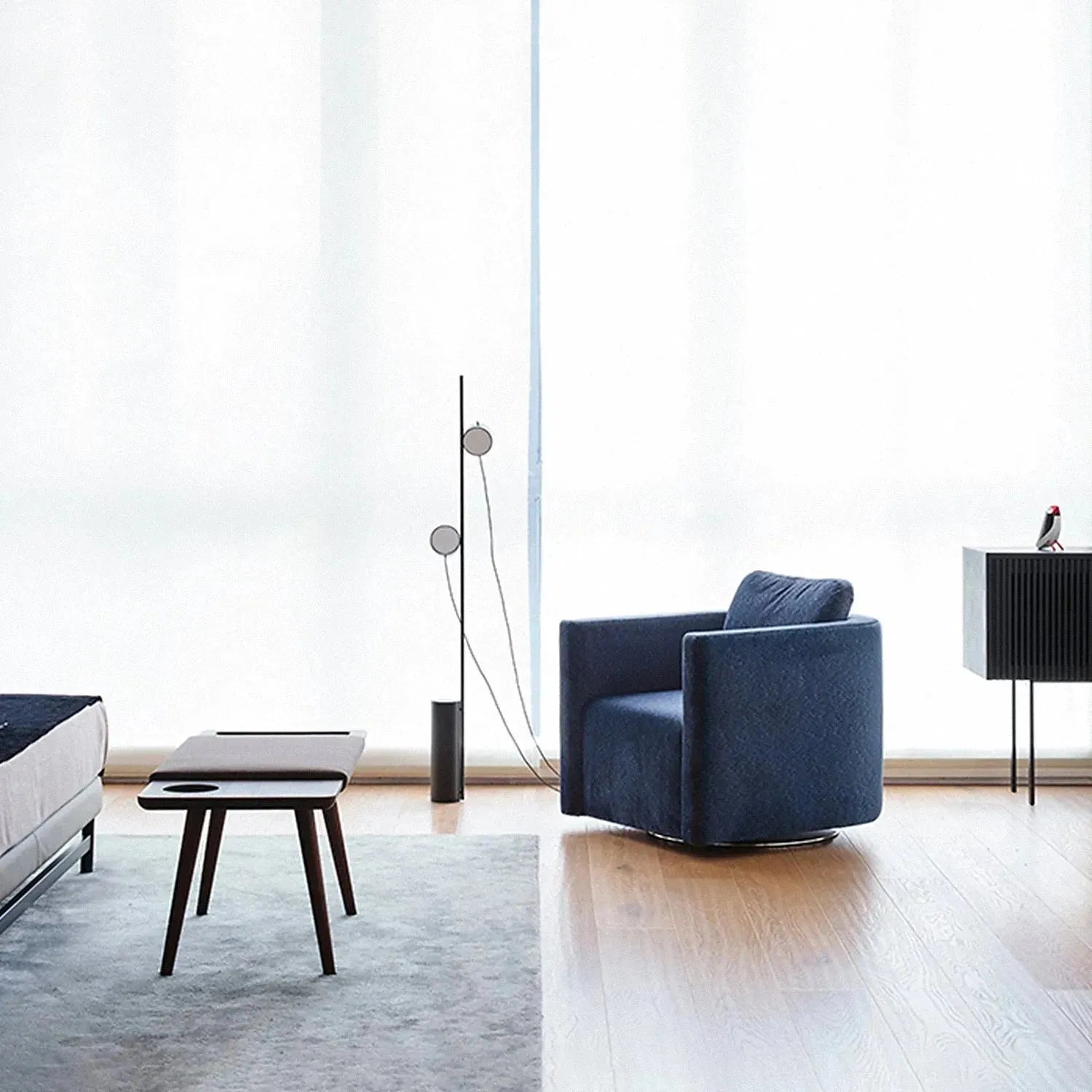 Minimalist Fabric 1 Seater Revolving Sofa VARIEGATED