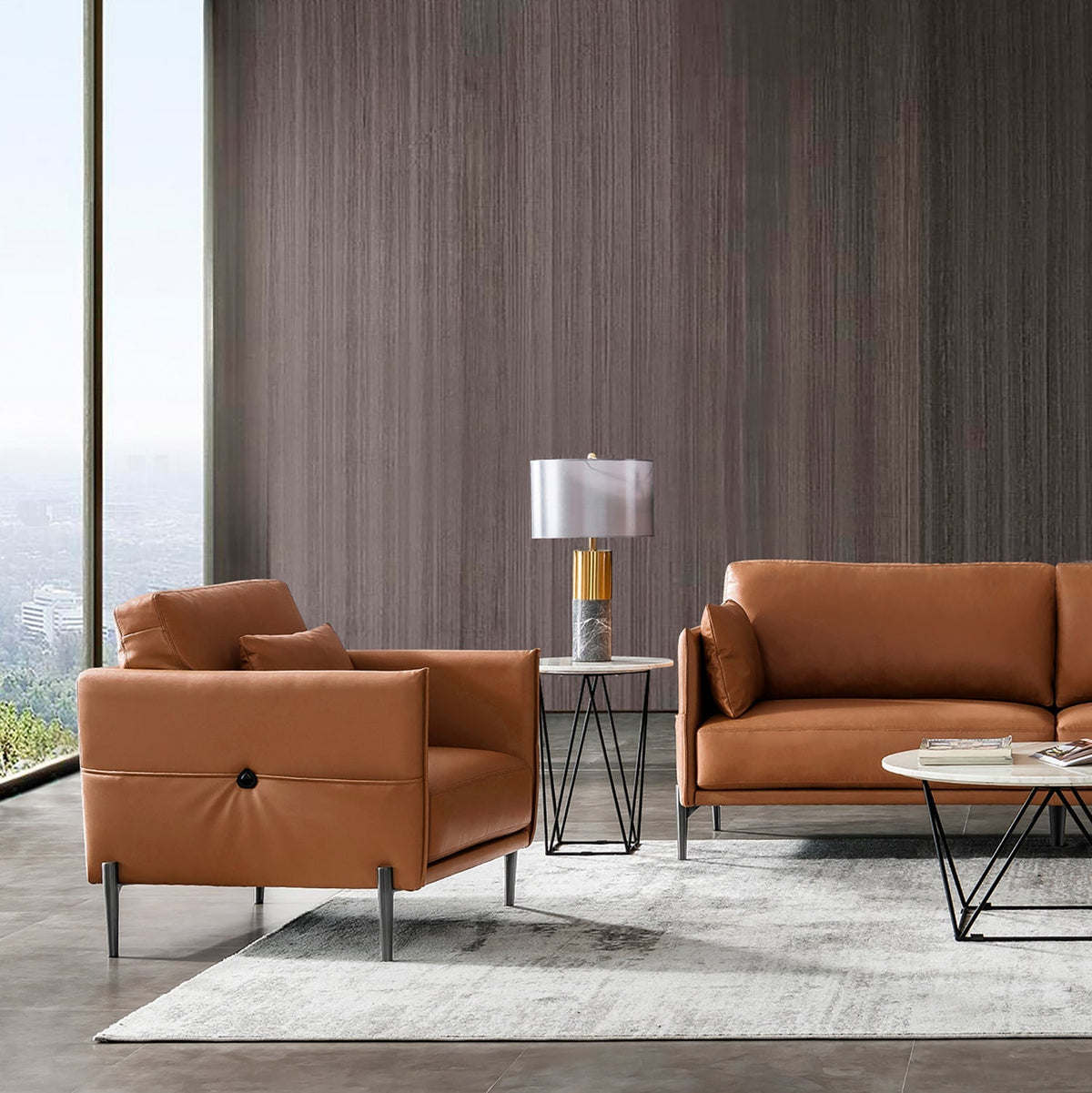 Modern Genuine Leather 1 Seater Sofa DANTE