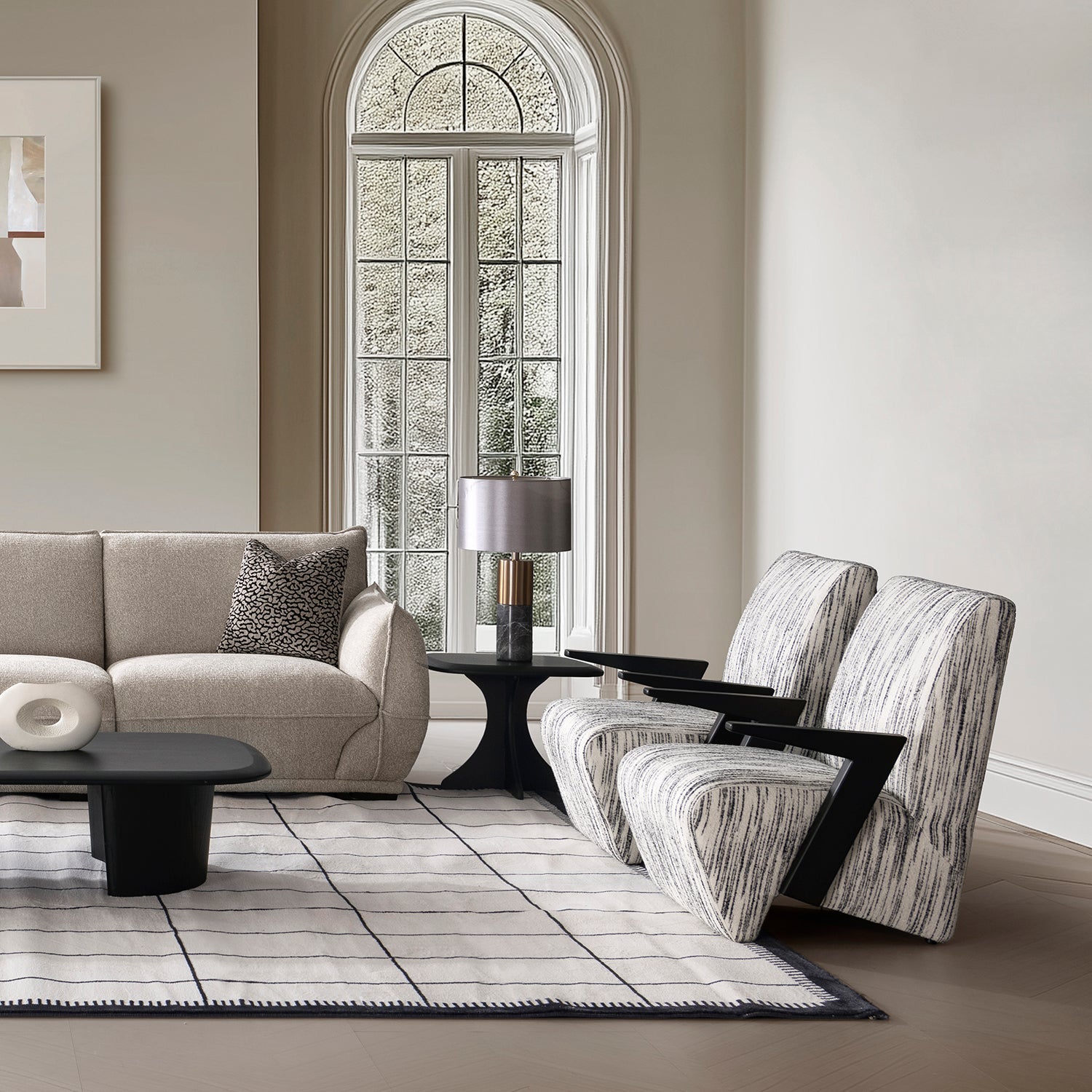 Modern Mixed Weave Fabric 1 Seater Sofa Chair SLANT