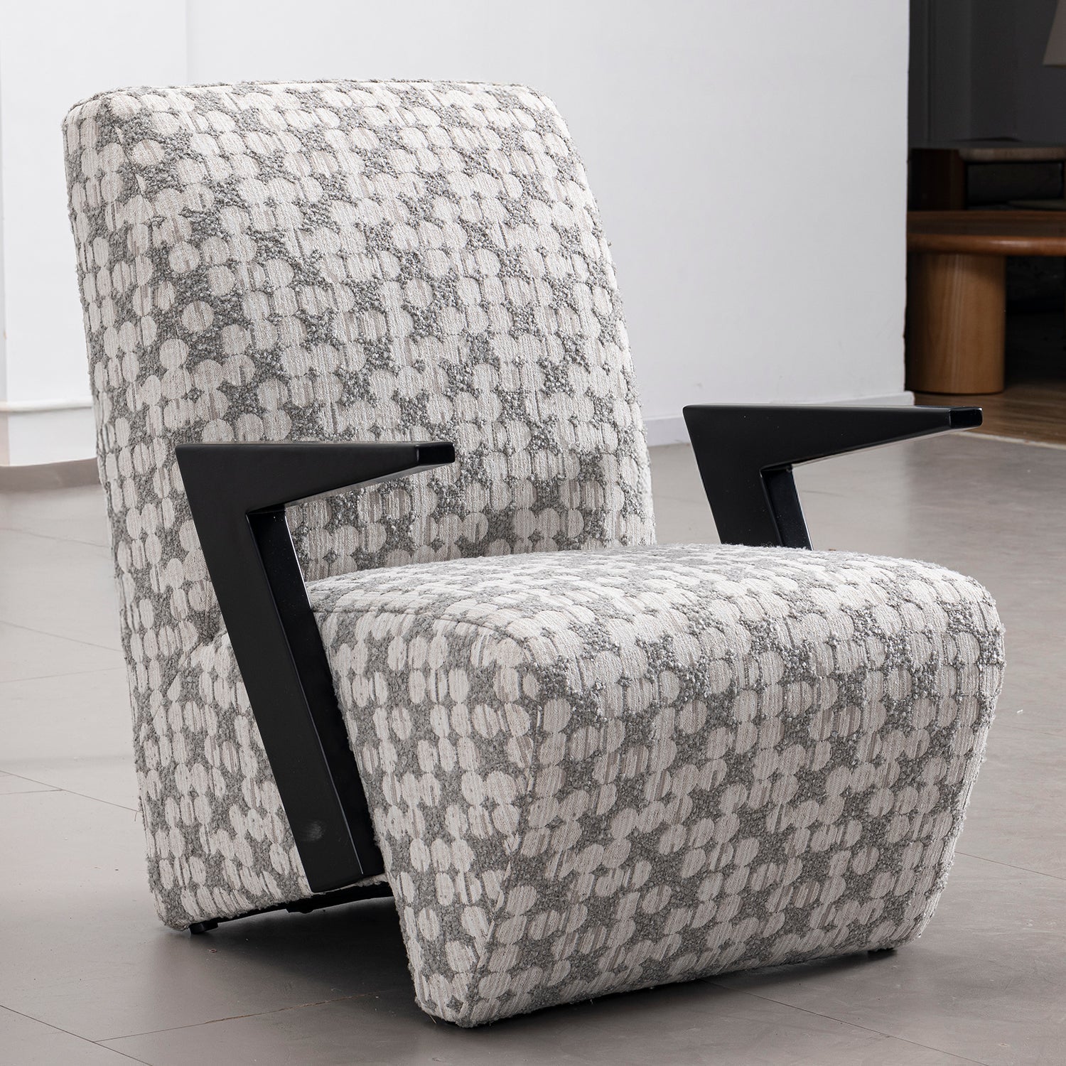 Modern Mixed Weave Fabric 1 Seater Sofa Chair SLANT