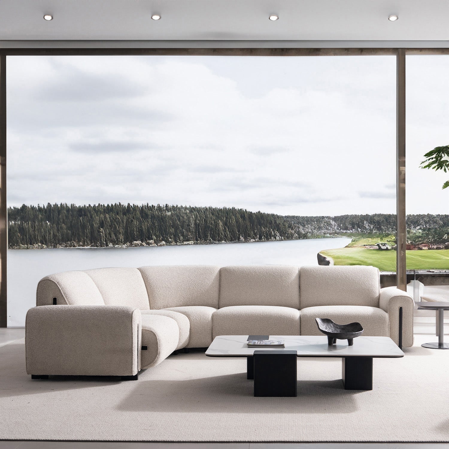 Minimalist Boucle Fabric Modular L Shape Sectional Sofa COLLE 4+L