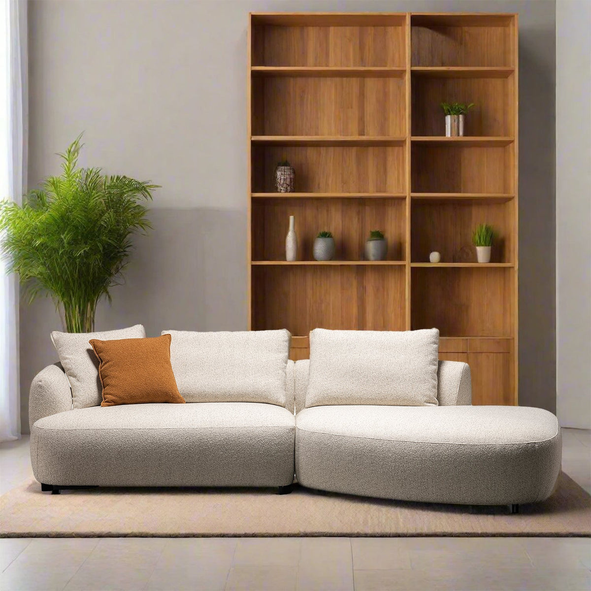 Cream Boucle Fabric Modular L Shape Sectional Sofa SERENE 2+L