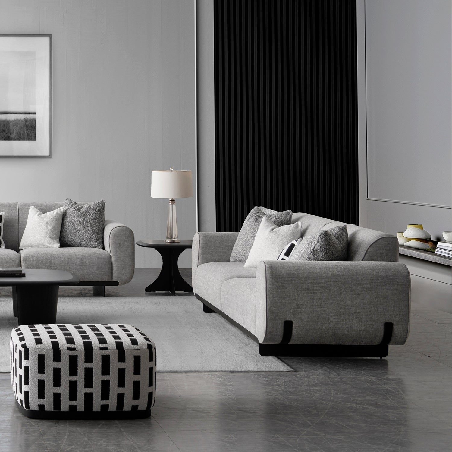 Modern Mixed Weave Fabric 2 Seater Sofa GRIDDY