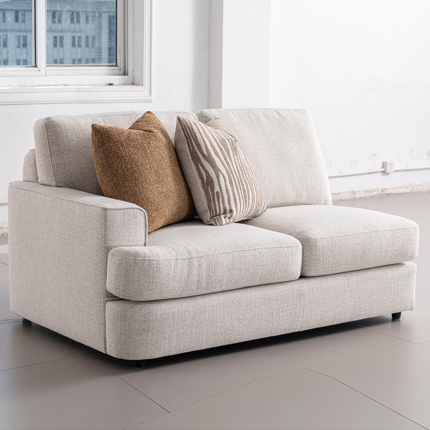 Modern Mixed Weave Fabric Corner 2 Seater Sofa LUCENT