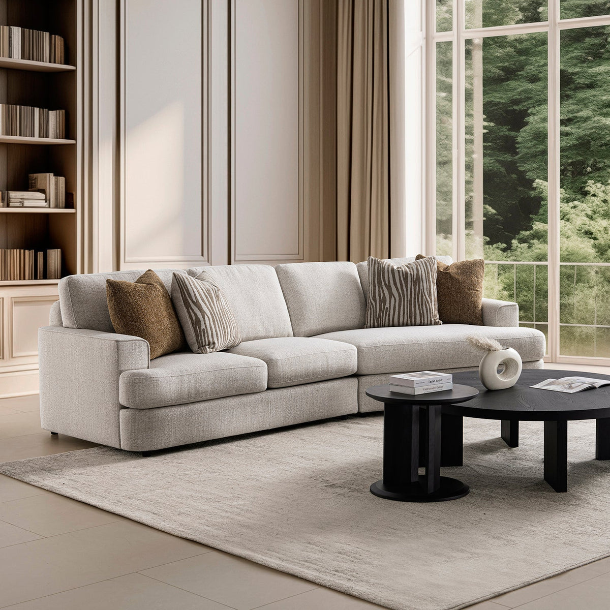 Modern Mixed Weave Fabric Corner 2 Seater Sofa LUCENT