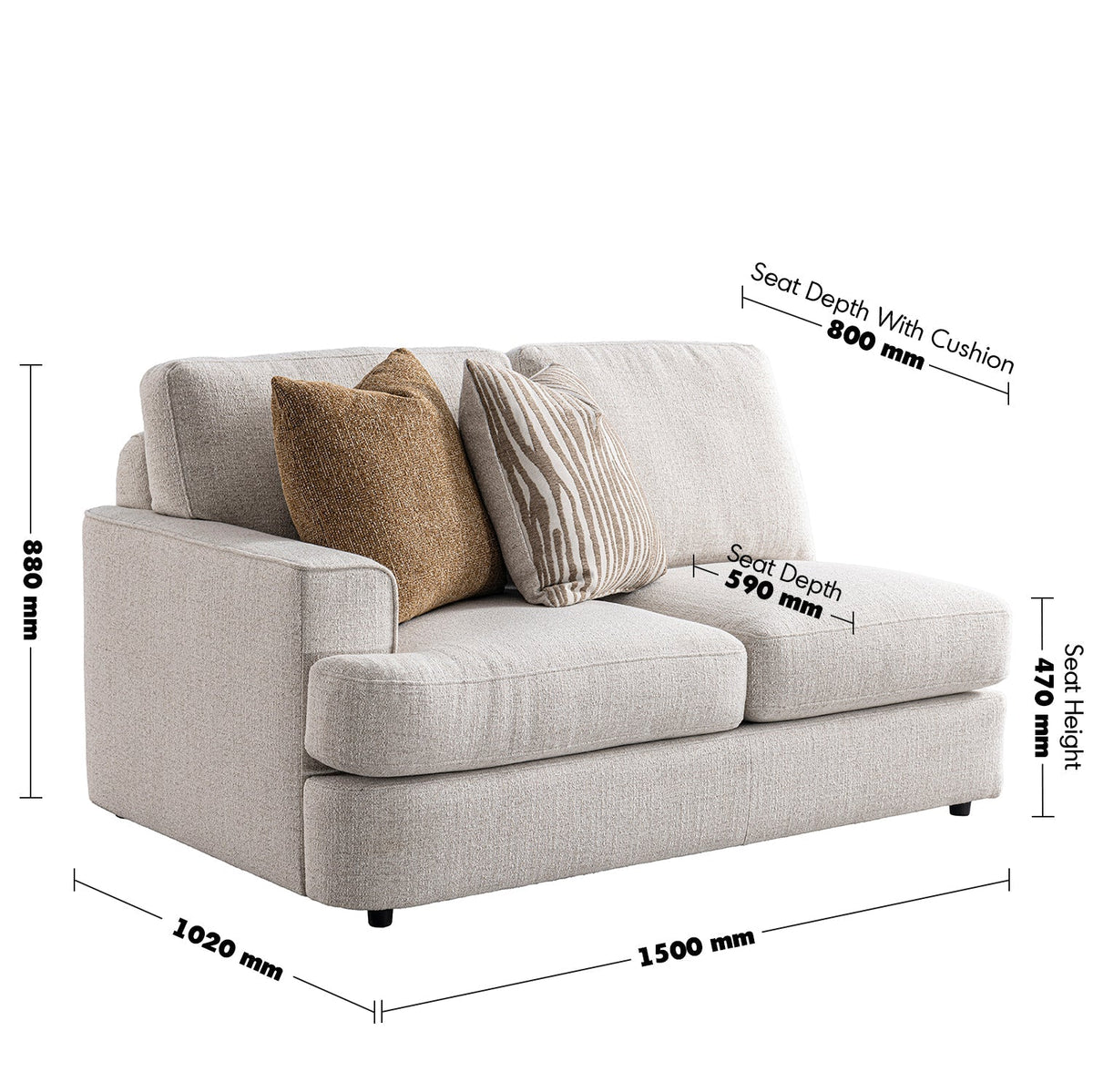 Modern Mixed Weave Fabric Corner 2 Seater Sofa LUCENT