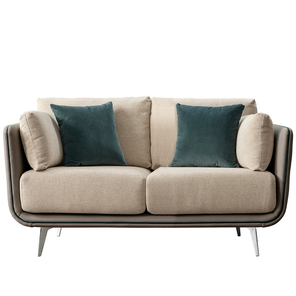 Modern Mixed Weave Fabric Microfiber Leather 2 Seater Sofa VANTA