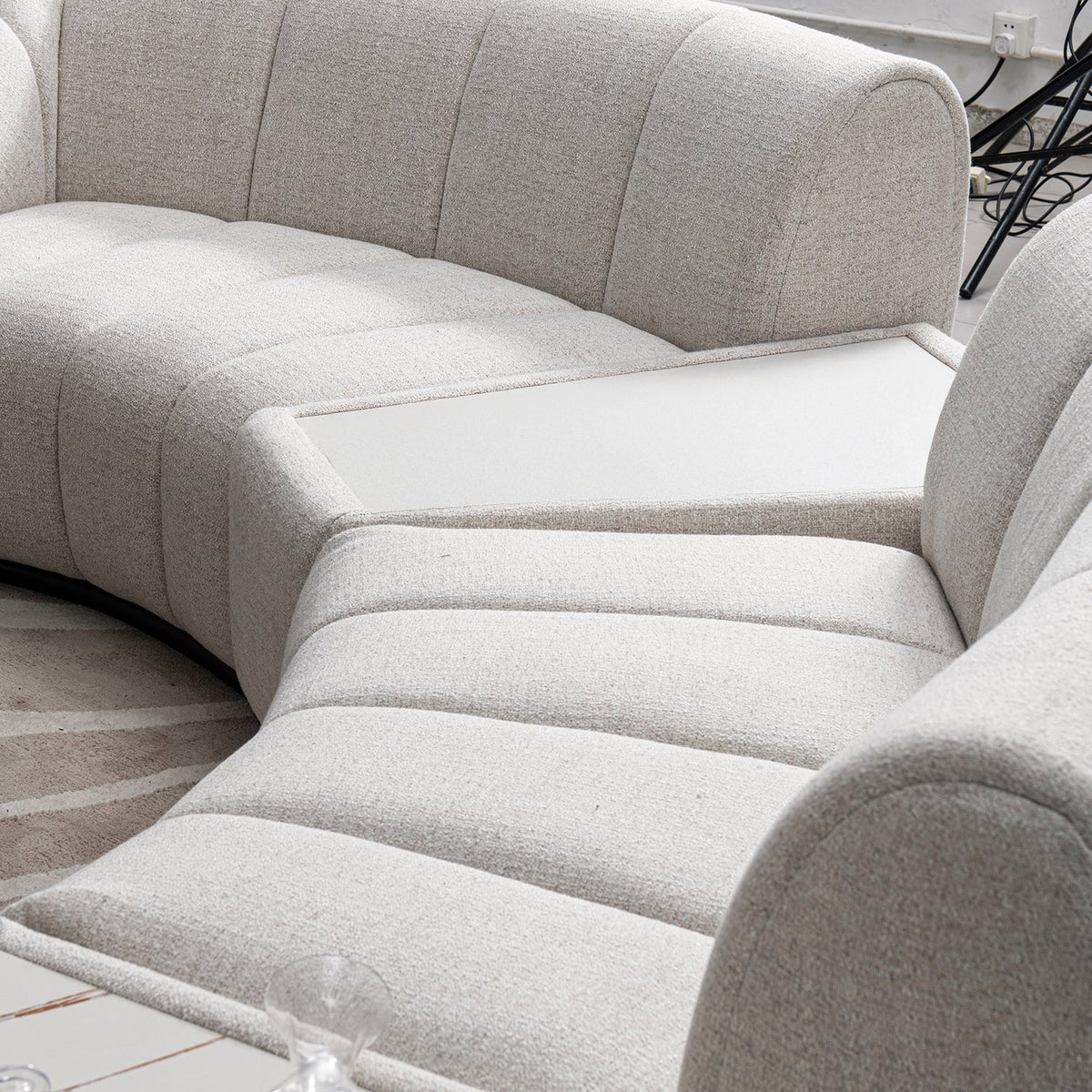 Modern Mixed Weave Fabric Modular Corner 1 Seater Sofa BENTO