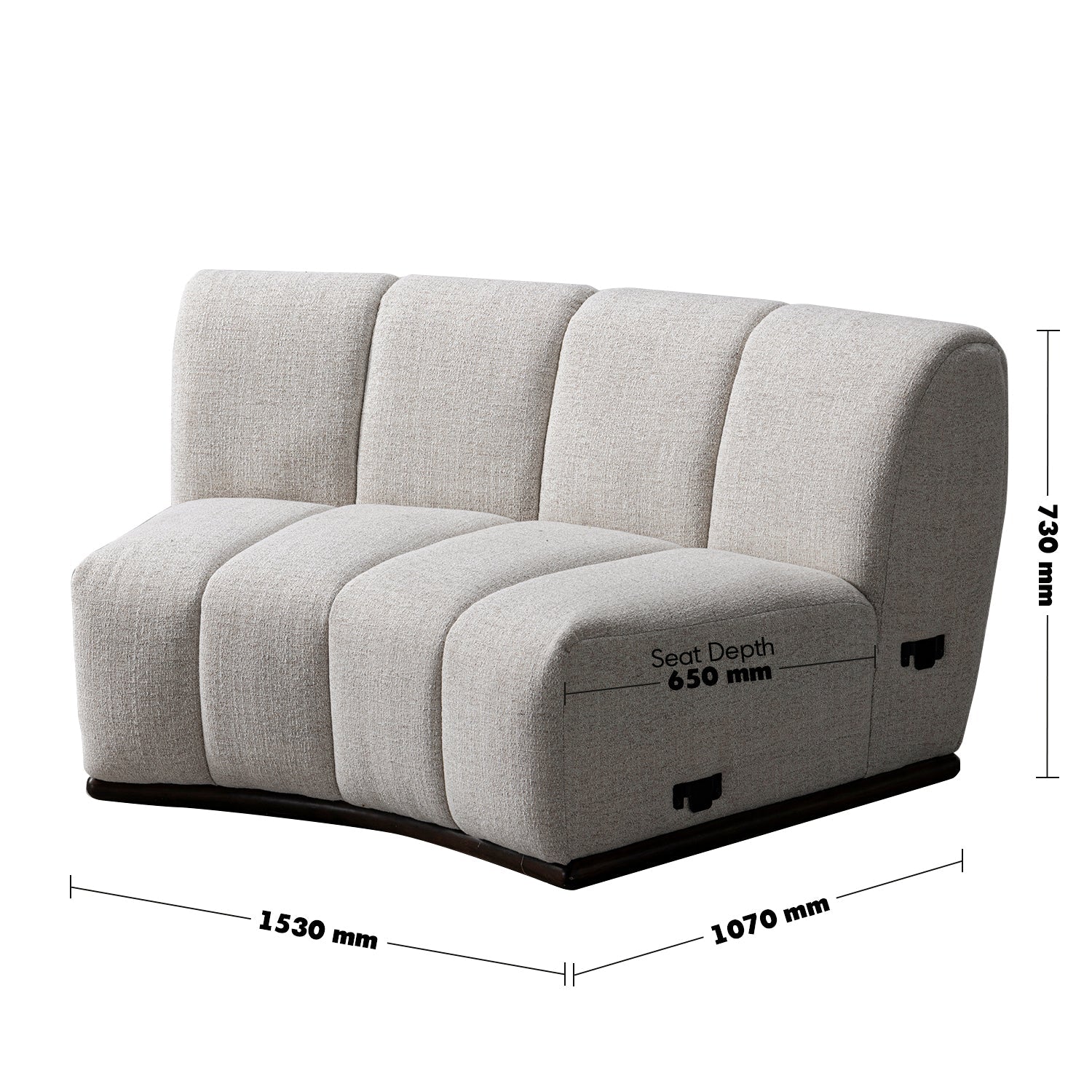 Modern Mixed Weave Fabric Modular Joint Connection 1 Seater Sofa BENTO