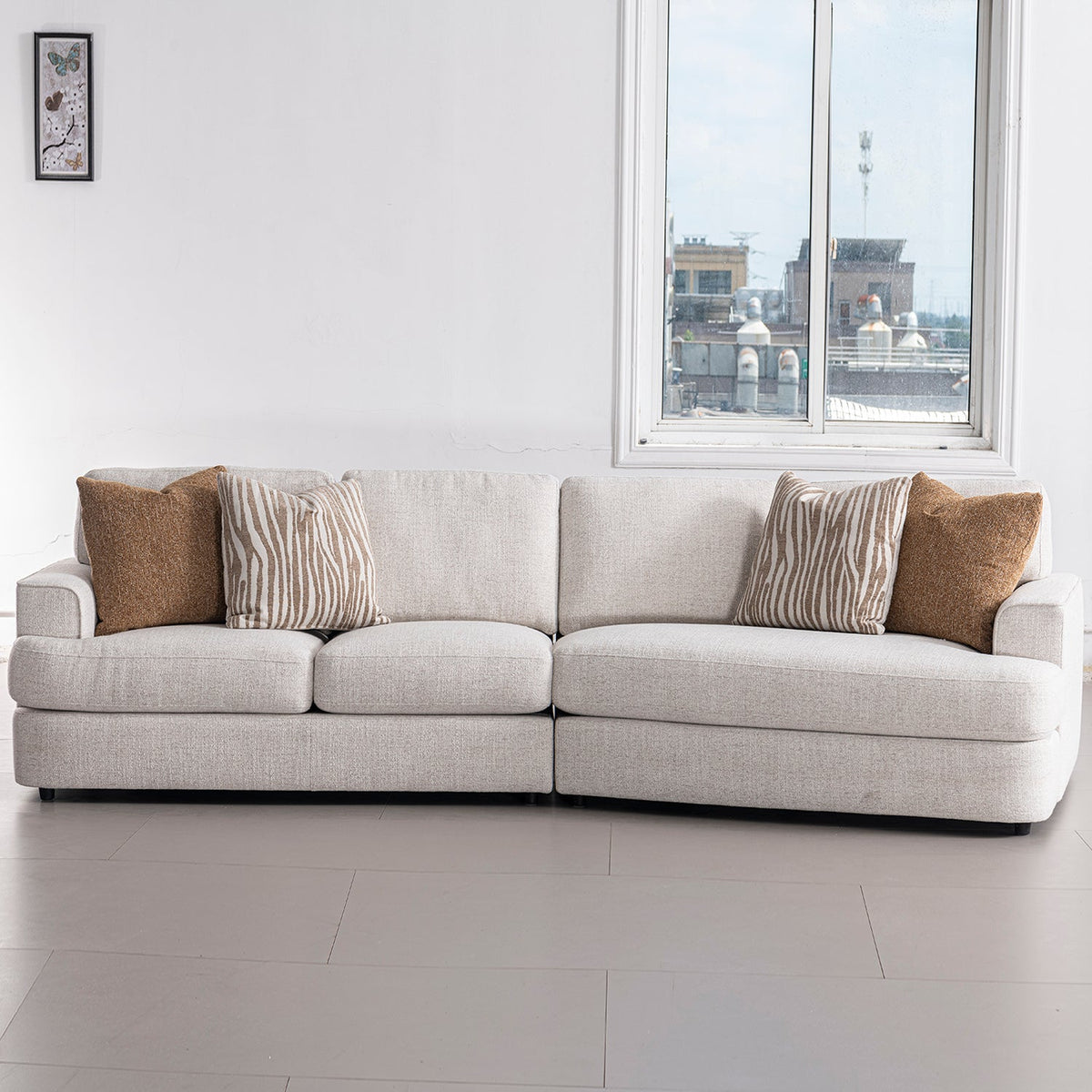 Modern Mixed Weave Fabric Modular L Shape Sectional Sofa 3+L LUCENT