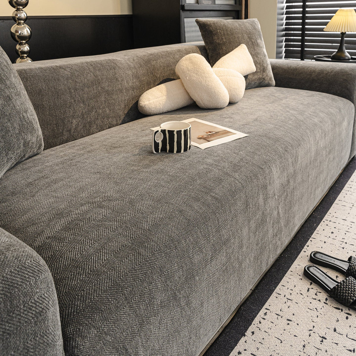 Herringbone Chenille High-Stretch Sofa Couch Slipcover