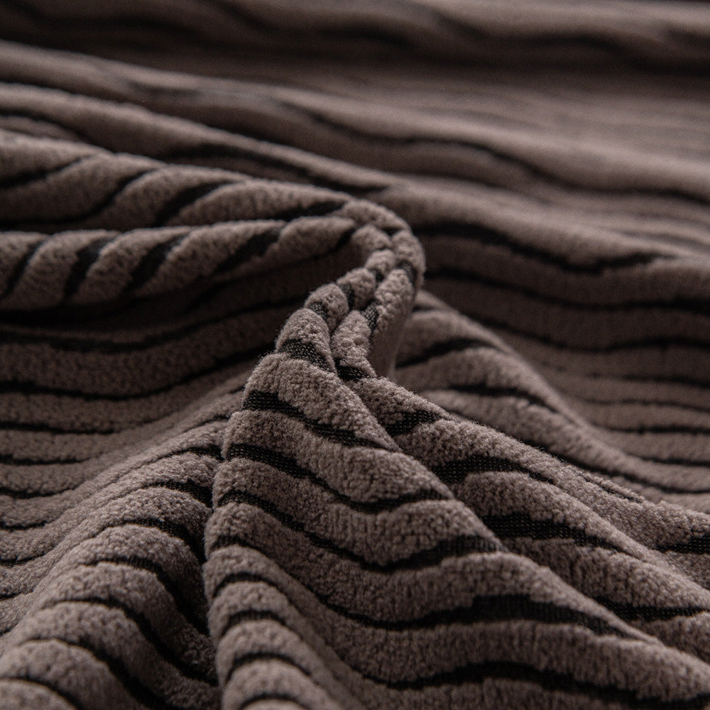 Wave Jacquard Fleece Stretch Sofa Couch Slipcover