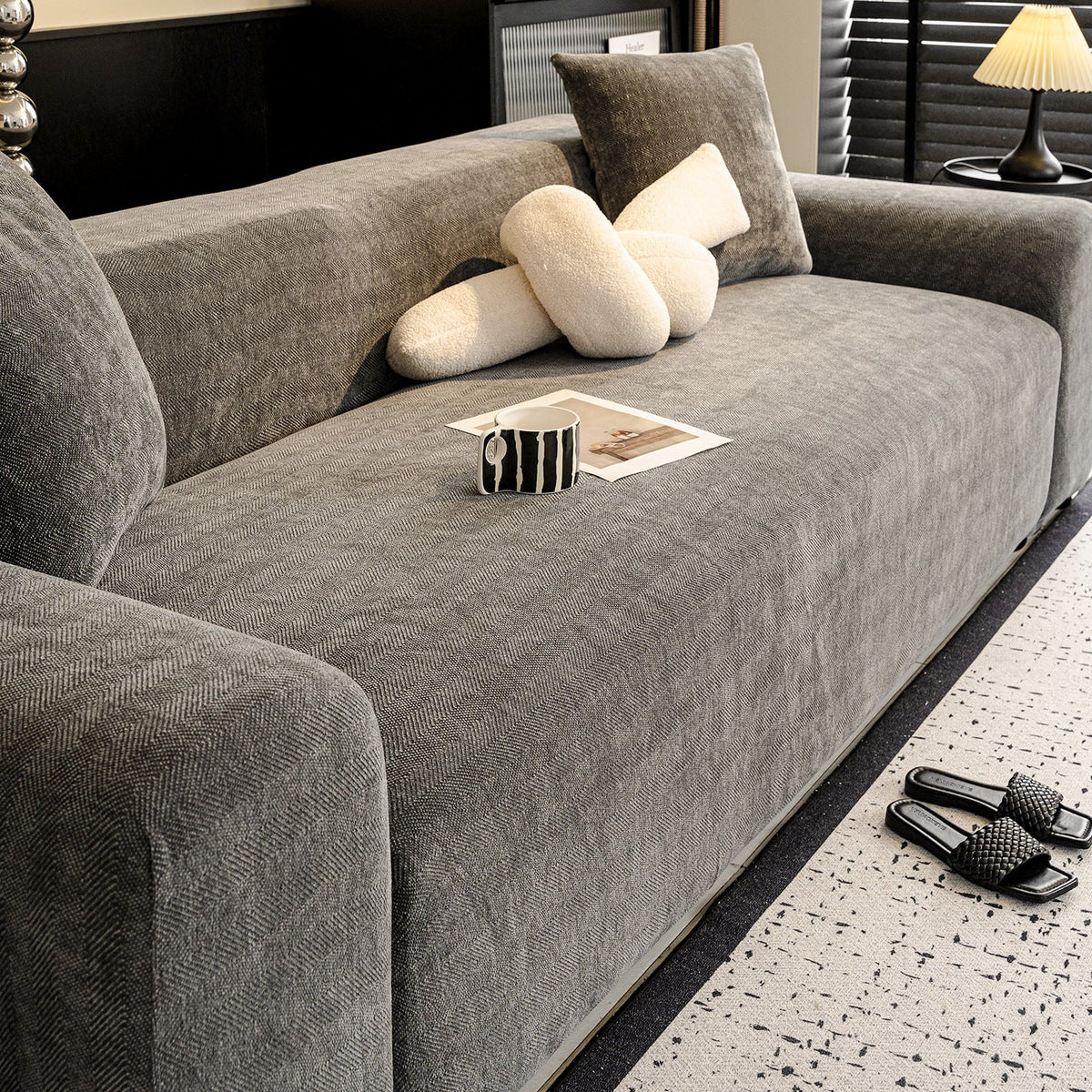 Herringbone Chenille High-Stretch Sofa Couch Slipcover