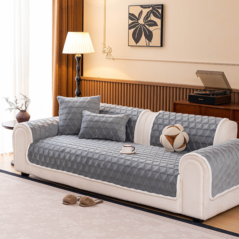Crystal Velvet Quilted Non-Slip Sofa Mat Couch Protector
