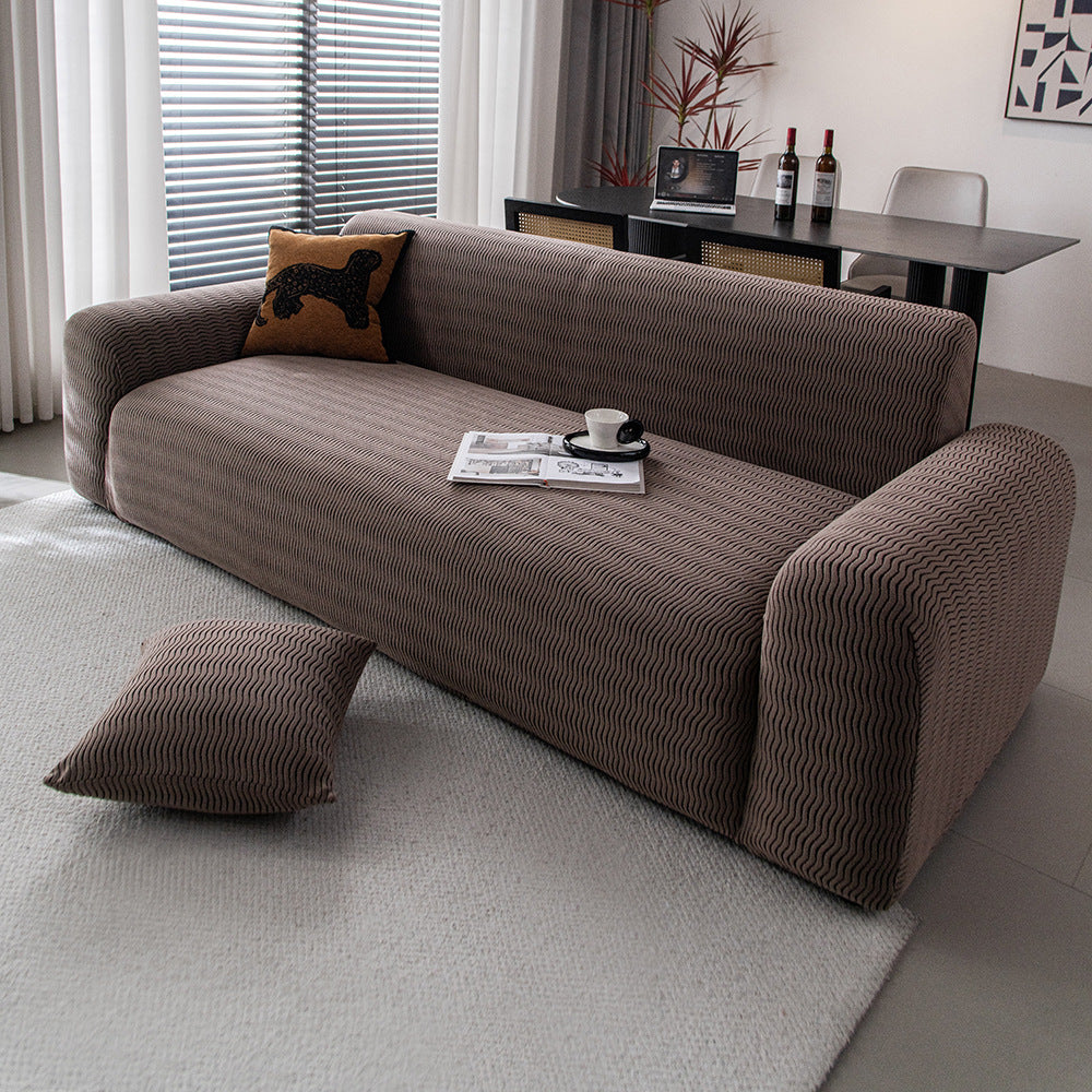 Wave Jacquard Fleece Stretch Sofa Couch Slipcover