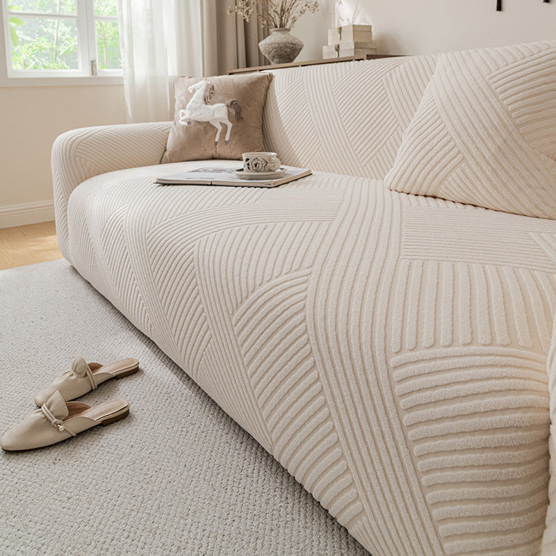 Ribbed Jacquard Velvet Stretch Sofa Couch Slipcover