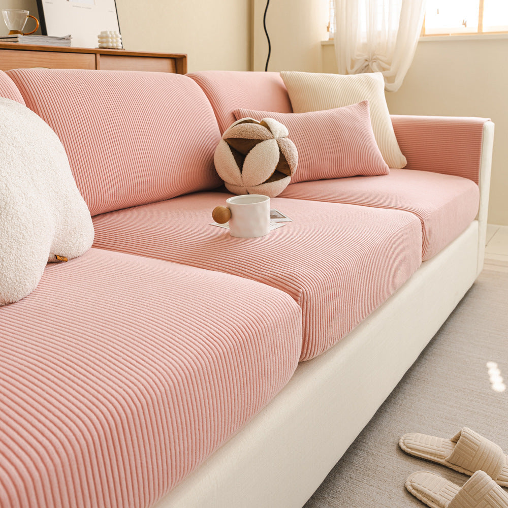 Fine-Ribbed Corduroy Stretch Sofa Cushion Cover Couch Slipcover