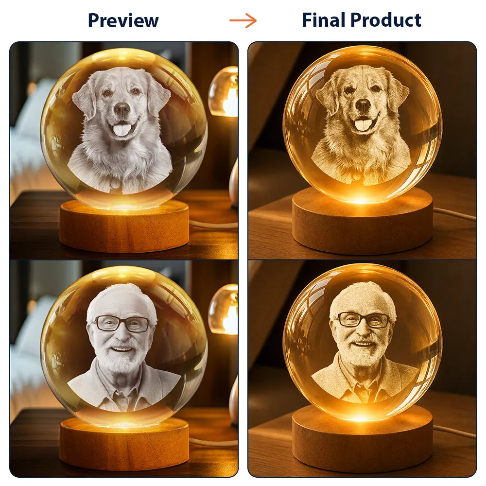 Custom Photo Moon Phase The Beginning Of Our Forever - Personalized Crystal Globe Lamp