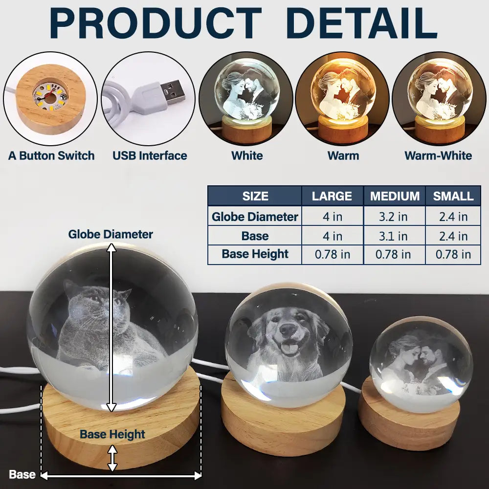 Custom Photo Moon Phase The Beginning Of Our Forever - Personalized Crystal Globe Lamp