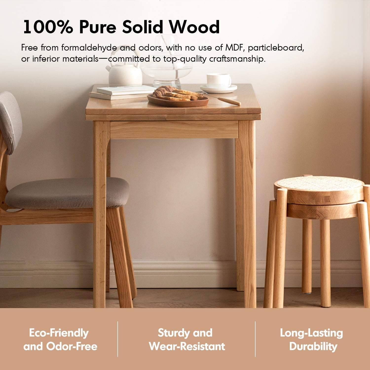 Scandinavian Oak Wood Extendable Dining Table PRIVOT