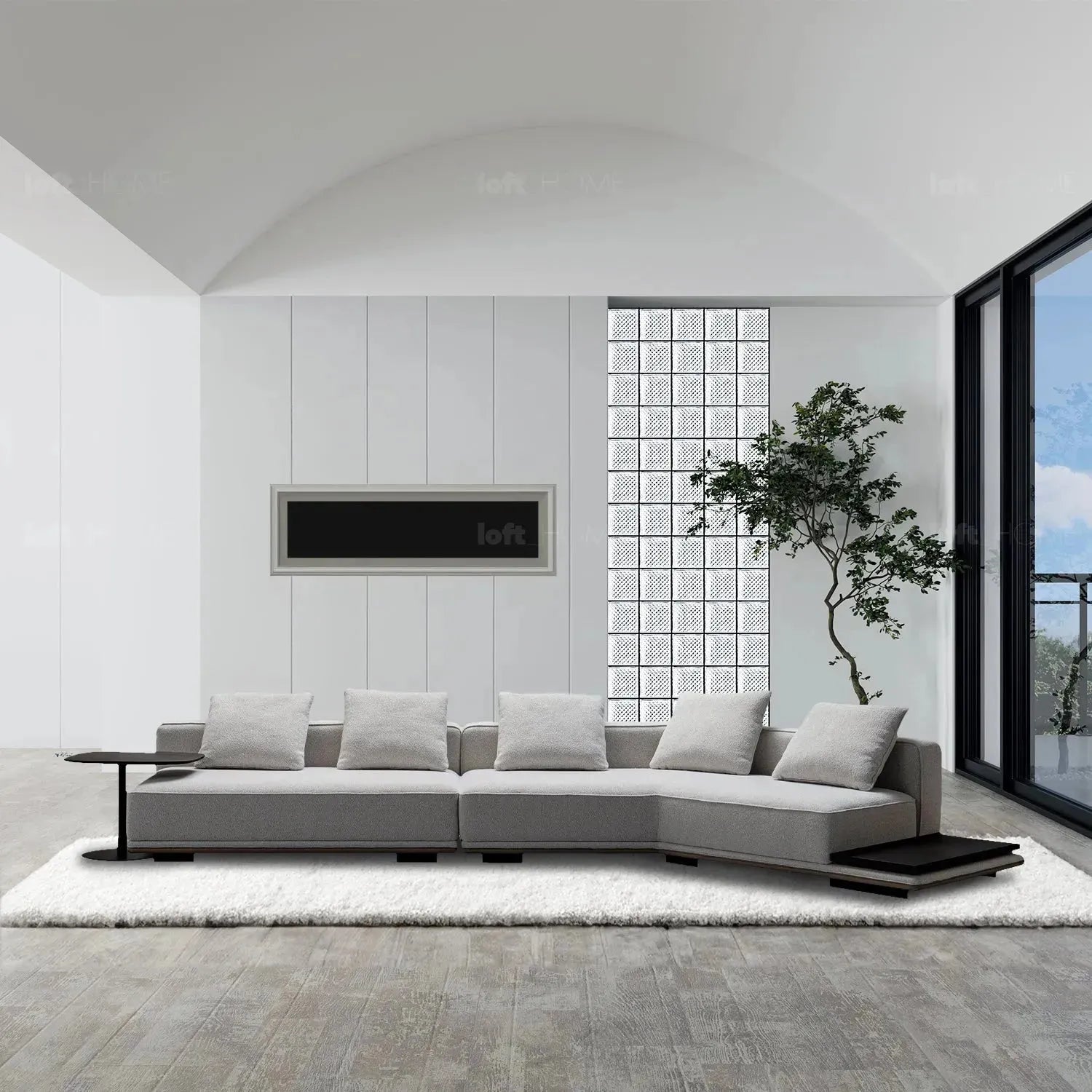 Minimalist Mixed Weave Fabric Modular L Shape Sectional Sofa ELEGANZA 3+L